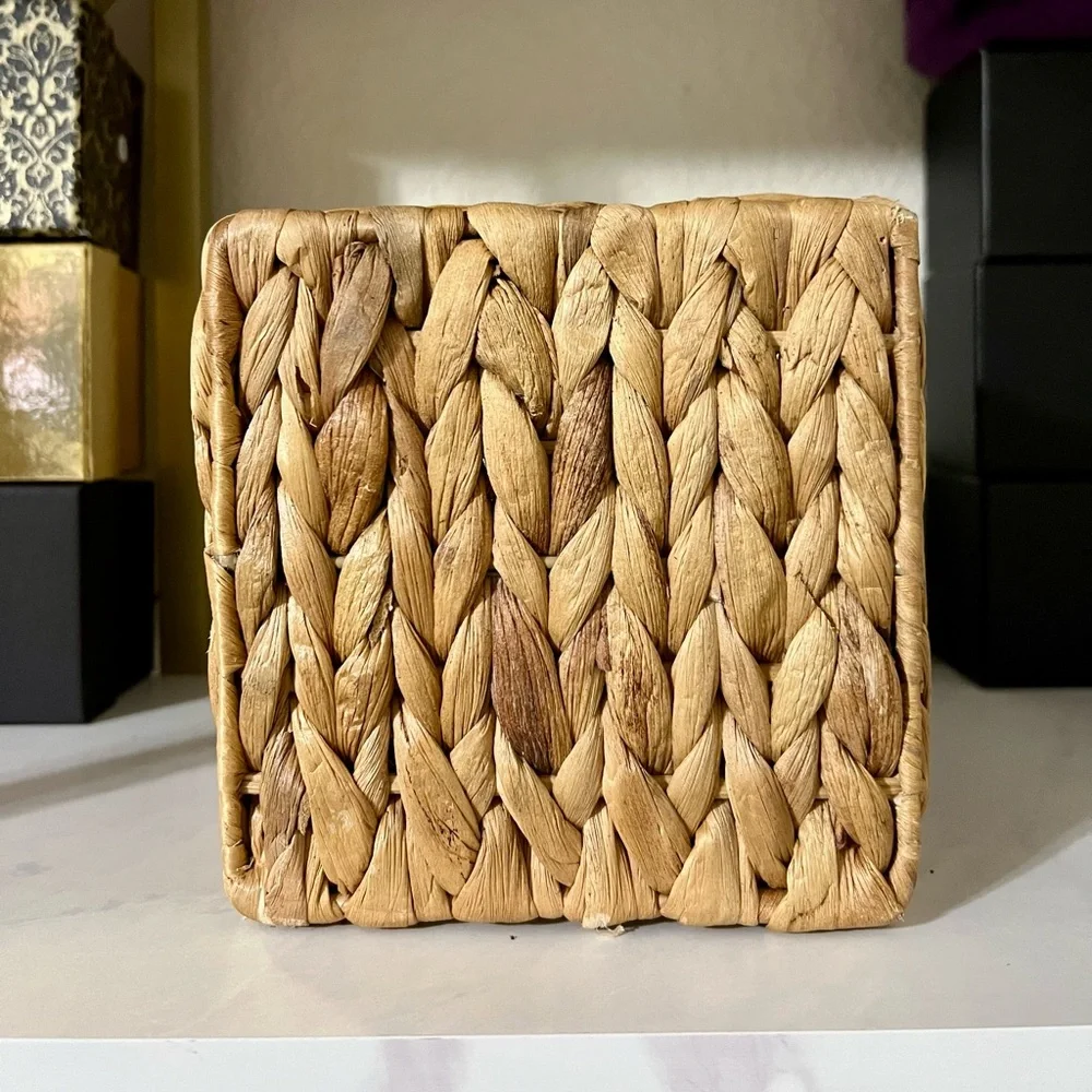 Magnolia Home Tan Woven Storage Basket with Arrow Zigzag Pattern